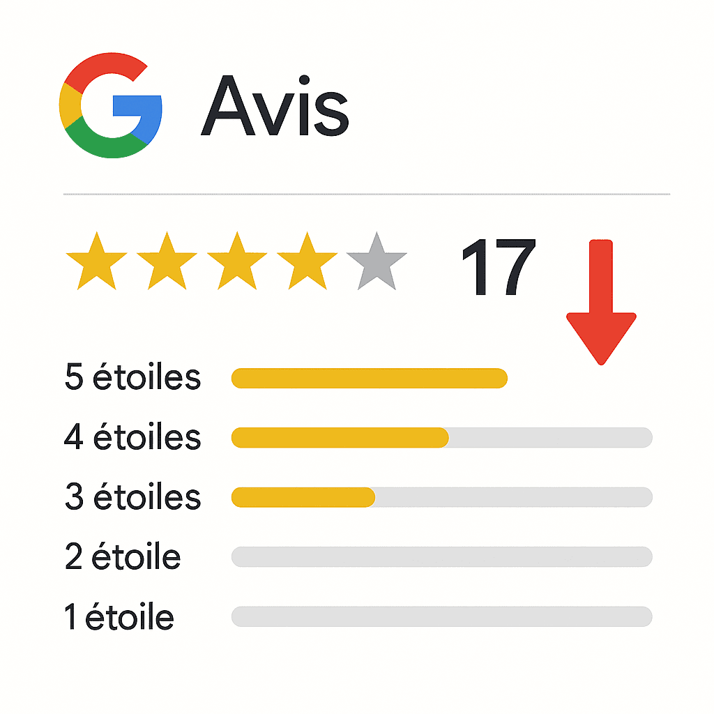 Illustration : Visualisez Note Google baisse