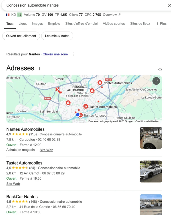 Illustration : Visualisez Avis Google garage automobile